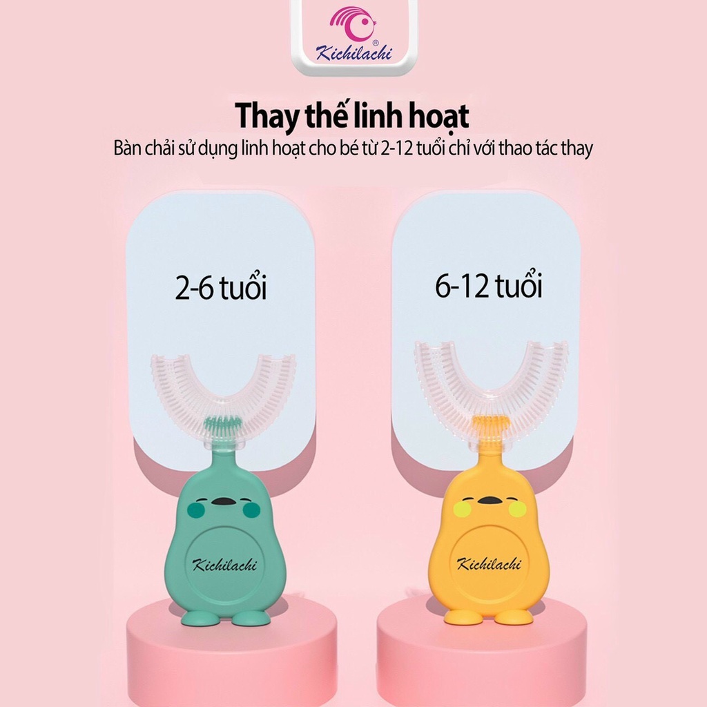 BÀN CHẢI ĐÁNH RĂNG SILICONE CHỮ U KICHILACHI CHO BÉ