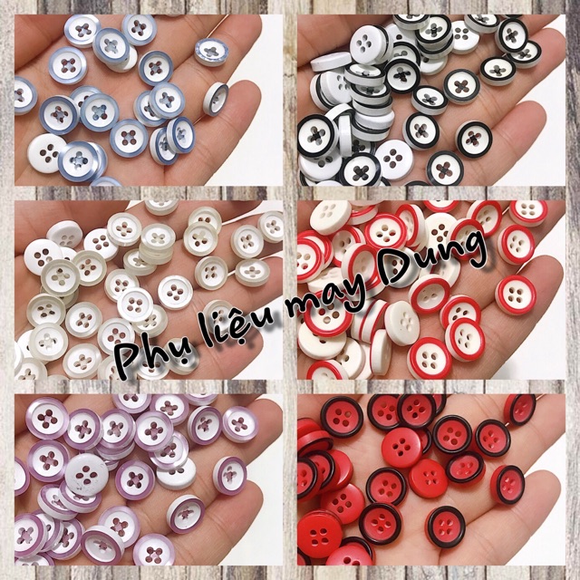 Nút sơmi 4 lỗ viền màu