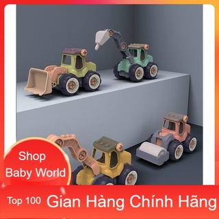 Đồ chơi lắp ghép các mô hình: xe đục bê tông - cần cẩu - xe lu - máy xúc - kích thích phát triển tư duy cho bé