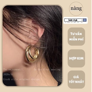 Khuyên tai bông tai dành cho bạn nữ cá tính khoen tròn hợp kim hotgirl - Nàng Basic Style