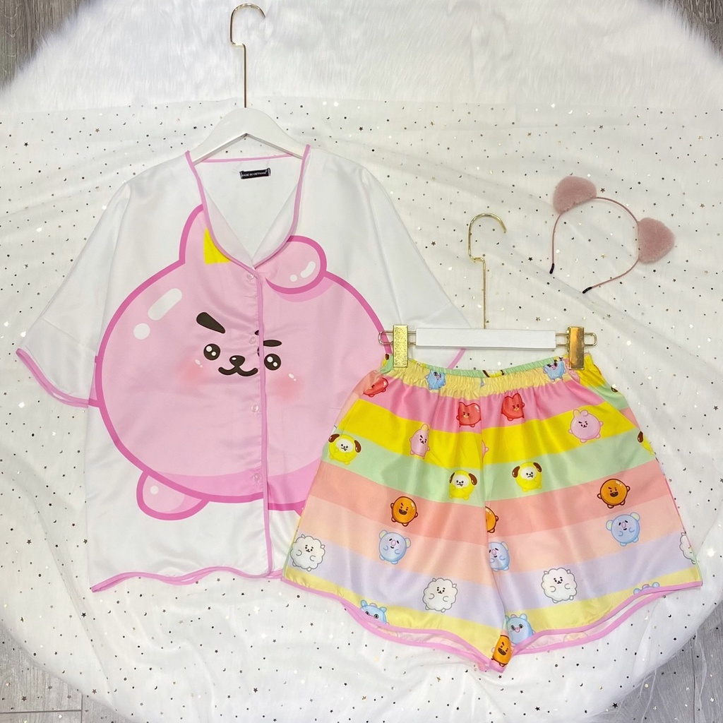 SET PIJAMA MẶC NHÀ CUTE - SET PIJAMA LỤA SIÊU MÁT