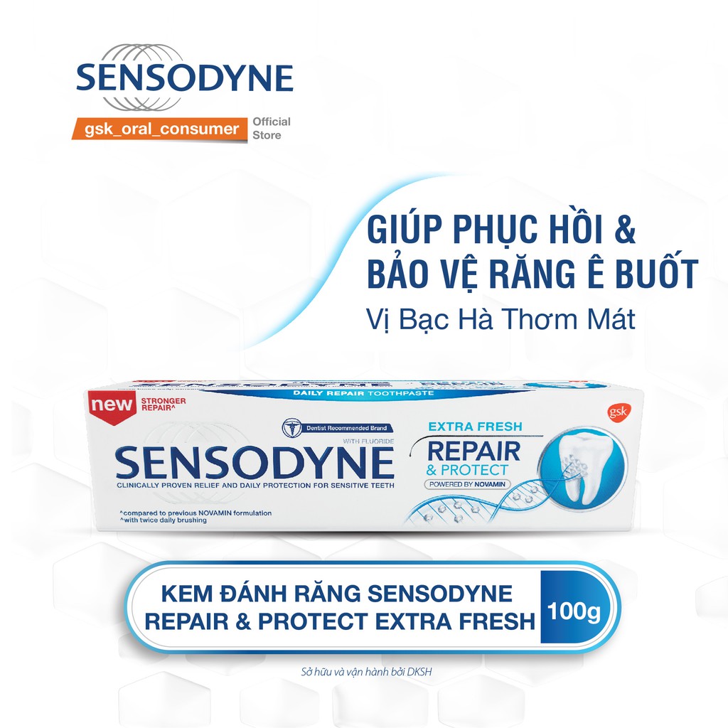 Kem đánh răng giảm ê buốt Sensodyne Repair Protect Deep Repair Whitening 100g