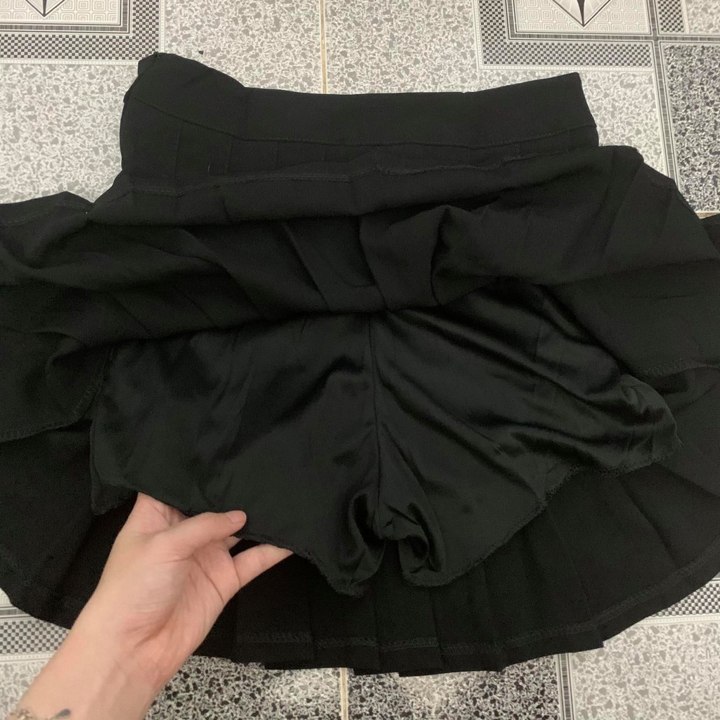 [Kèm hình thật] Chân váy tennis váy xếp li đen có dây kéo cryaotic10 | BigBuy360 - bigbuy360.vn