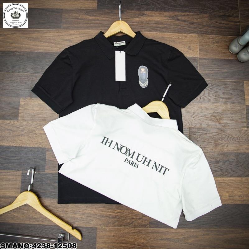 Áo polo nam smano Ih nom uh nit đen trắng hàng cao cấp-Áo thun nam có cổ chất vải gai cực đẹp