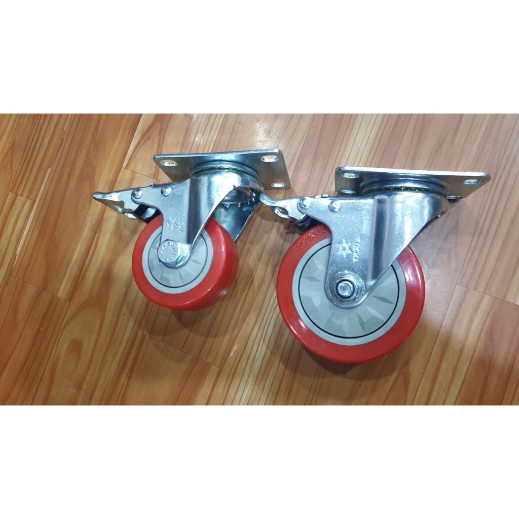 Bánh xe đẩy TPU xoay khóa tải trọng từ 70kg đến 120kg