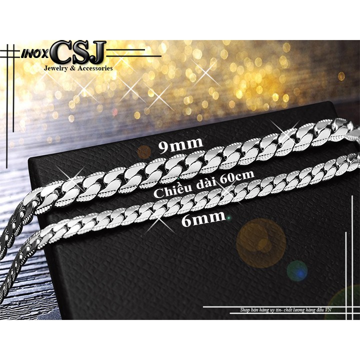 Dây chuyền nam inox kiểu lặc khít chạm 2 bên sáng đẹp, không đen, không gỉ hợp thời trang