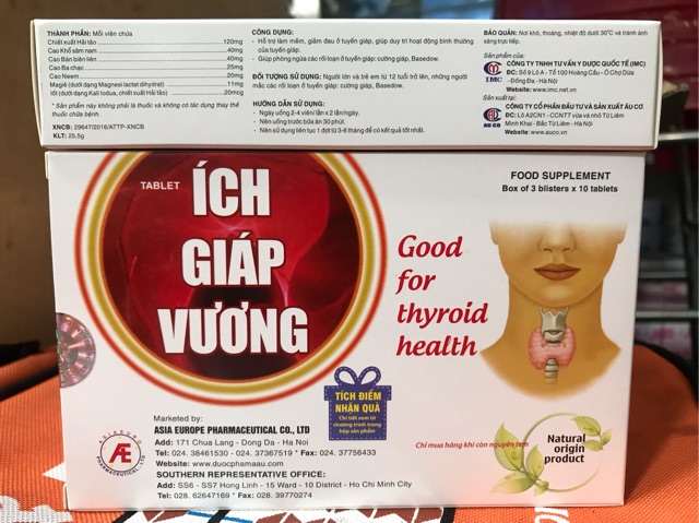 Ích Giáp Vương-Giúp tăng cường sức khỏe tuyến giáp, hỗ trợ điều trị các bệnh nhược giáp, cường giáp, bứu tuyên giáp | BigBuy360 - bigbuy360.vn