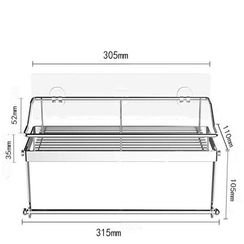 Kệ đựng đồ dùng nhà bếp/ nhà tắm dạng móc dán tiện dụng