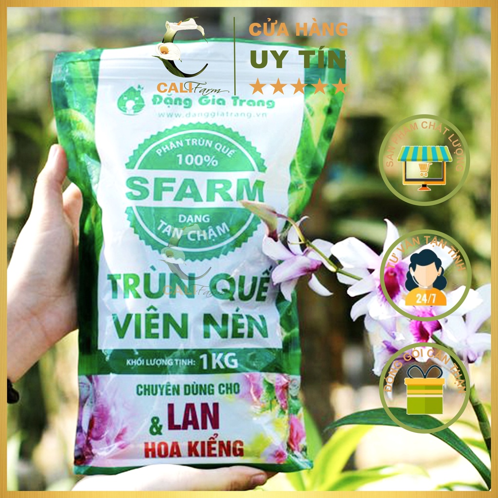 Phân Trùn Quế SFARM 200g - dạng viên tan chậm bón lan và hoa kiểng