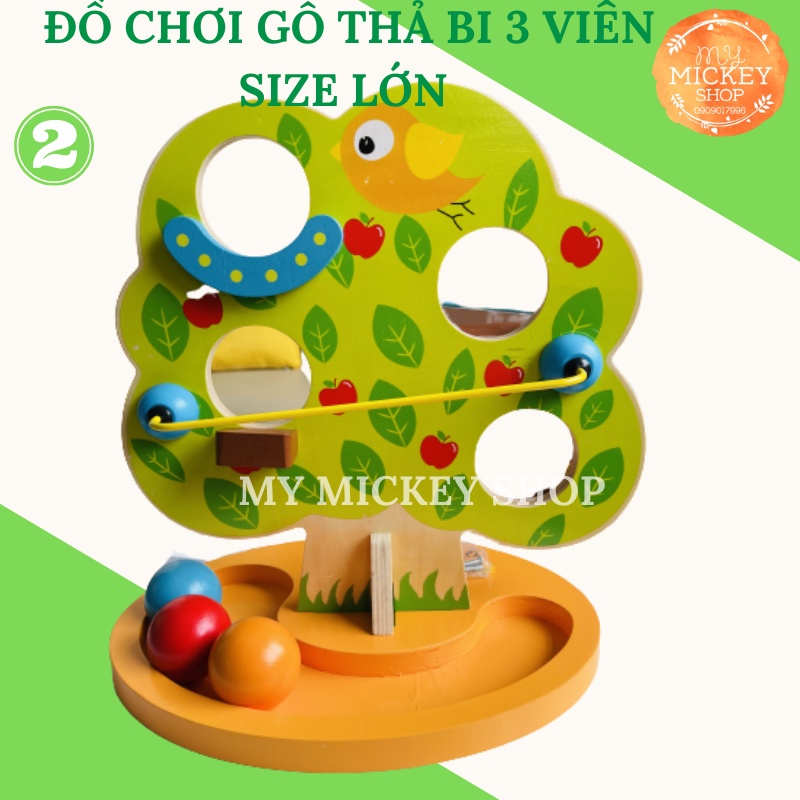 Bộ đồ chơi gỗ Giáo Dục Sớm Montessori 3 mẫu Thả Khối Gỗ, Thả Bi, Đoàn Tàu Gỗ cho bé từ 1 đến 3 tuổi