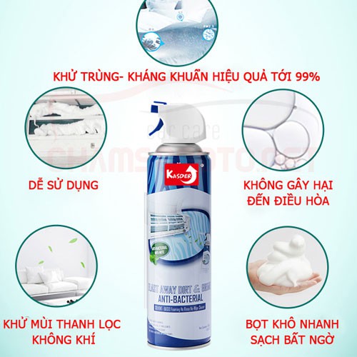 Bình xịt vệ sinh khử mùi máy lạnh điều hòa gia dụng Kasder 450ml