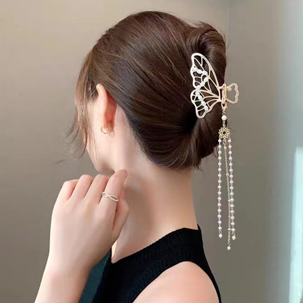 Kẹp Tóc Hình Cá Mập / Bướm / Cá Mập Đính Ngọc Trai Phong Cách Hàn Quốc Cho Nữ