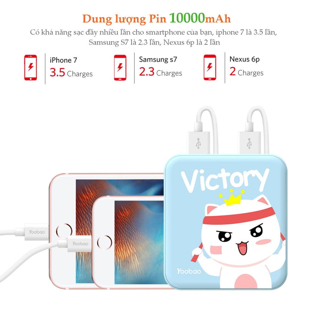 Pin sạc dự phòng YOOBAO YB-6024 dung lượng pin 10000mAh Chính Hãng Tặng túi + cáp sạc | BigBuy360 - bigbuy360.vn