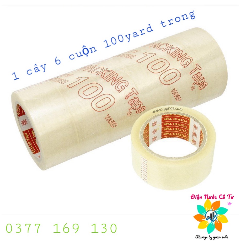 1 cây 6 cuộn Băng Keo Trong 100Yard giá 82K