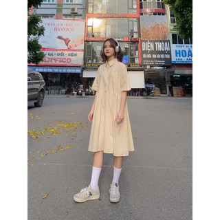 Váy polo trơn cộc tay / be
