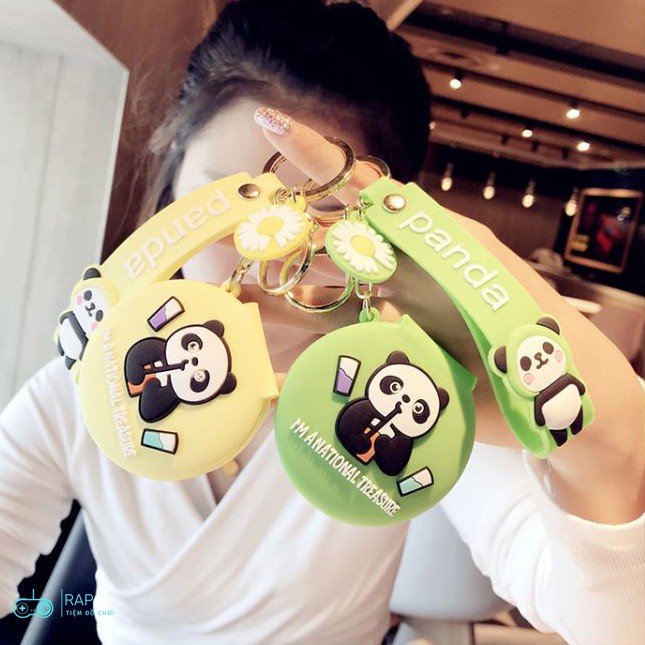 Móc khóa Gương Mini kèm hình nhân vật hoạt hình dễ thương dùng làm phụ kiện quà tặng, dây treo balo túi xách ví cầm tay