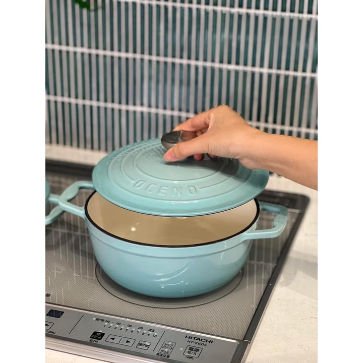 Nồi gang Oceno size 22cm phủ men gốm chống dính Teflon Bộ nồi gang đúc cao cấp