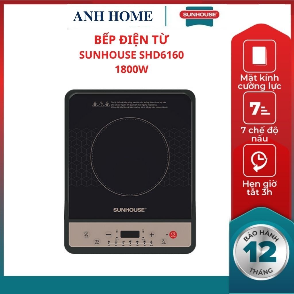 ( HCM - SHIP 2H ) Bếp điện từ đơn SHD6160 SUNHOUSE bếp điện 7 chế độ nấu tiện lợi cho mọi nhu cầu