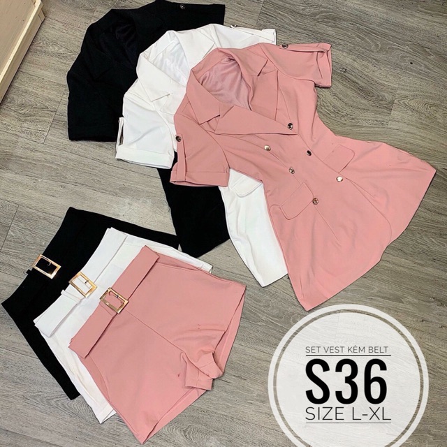 Bigsize Set vest kèm belt S36