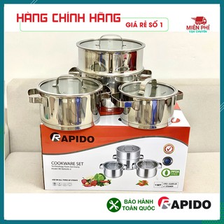 Bộ nồi inox kèm xửng hấp Rapido RK182024S-1, Bộ nồi inox Rapido dùng được trên mọi loại bếp