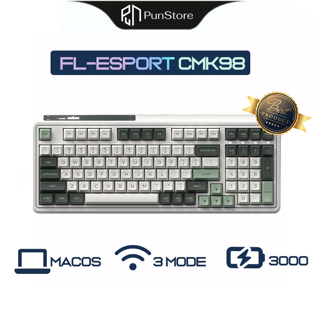 Bàn phím cơ FL-Esports CMK98 Avocado - 3 Mode (Type-C / Bluetooth / 2.4G) - Bảo hành 12 tháng