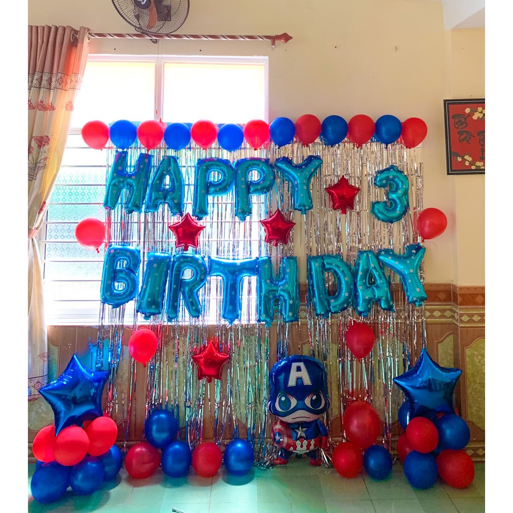 Combo Trang Trí Sinh Nhật 2 Rèm Kim Tuyến, Bóng Chữ Happy Birthday và 50 bóng tròn (Tặng bơm+Keo dán) | BigBuy360 - bigbuy360.vn