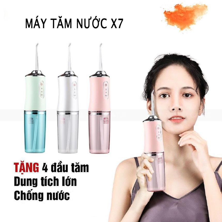 Tăm nước Oral phiên bản mới 2021 - mẫu máy tăm nước hiện đại giúp vệ sinh răng miệng cực sạch - Tặng 4 đầu vệ sinh