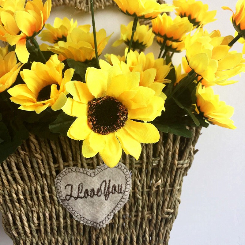 (Y） Beauty Fake Sunflower Artificial Silk Flower Bouquet Home Floral Decor (Y）