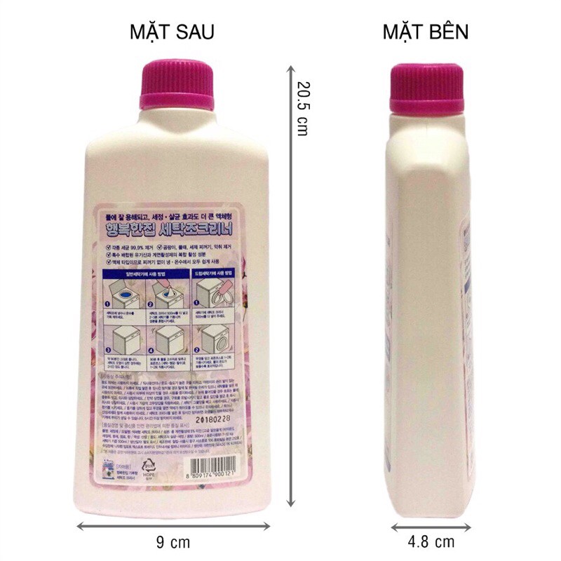 Nước tẩy lồng máy giặt hương hoa Hàn Quốc haengbokanjip 500ml KHỬ KHUẨN