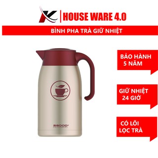 Bình Pha Trà, Phích Pha Trà, Bình Ủ Trà 2GOOD B18 Có Lõi Lọc Trà - Hàng Chính Hãng Giữ Nhiệt Nóng Lạnh Suốt 24h