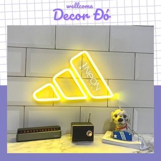 Đèn Neon | Adidas Nhỏ | Kt 28x17cm | tặng Miếng Dán , tặng ADAPTER , tặng 1,5m Dây Điện Tàng Hình |