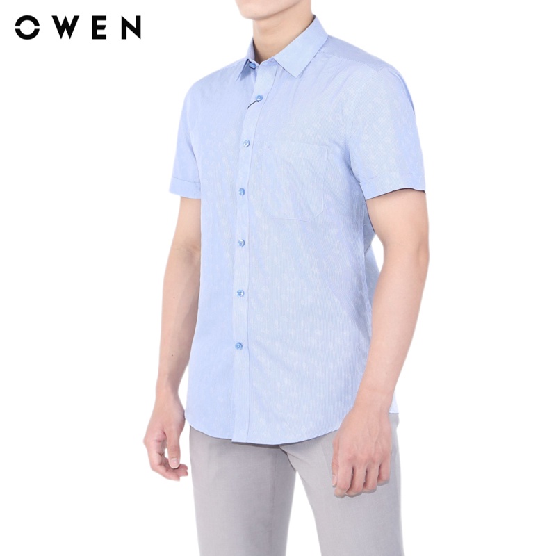 Áo sơ mi ngắn tay nam Owen Bạch đàn Regular Fit Xanh - AR20567NT