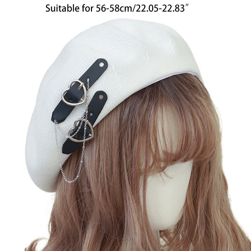 Mũ beret phối khóa hình trái tim phong cách lolita Nhật Bản thời trang cho nữ tùy chọn màu sắc 10mk