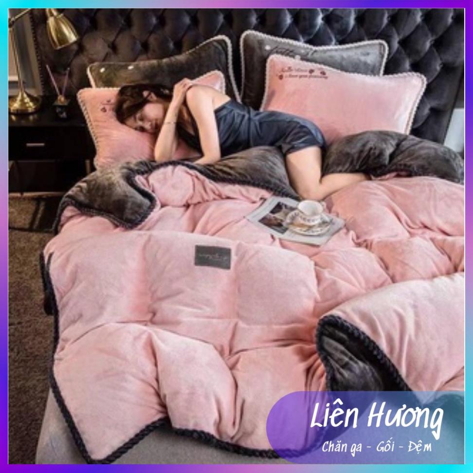 Bộ Chăn Ga Gối Nỉ Nhung mịn Dầy Dặn 4 Món chất nỉ mềm mịm không Rụng Lông hàng cao cấp
