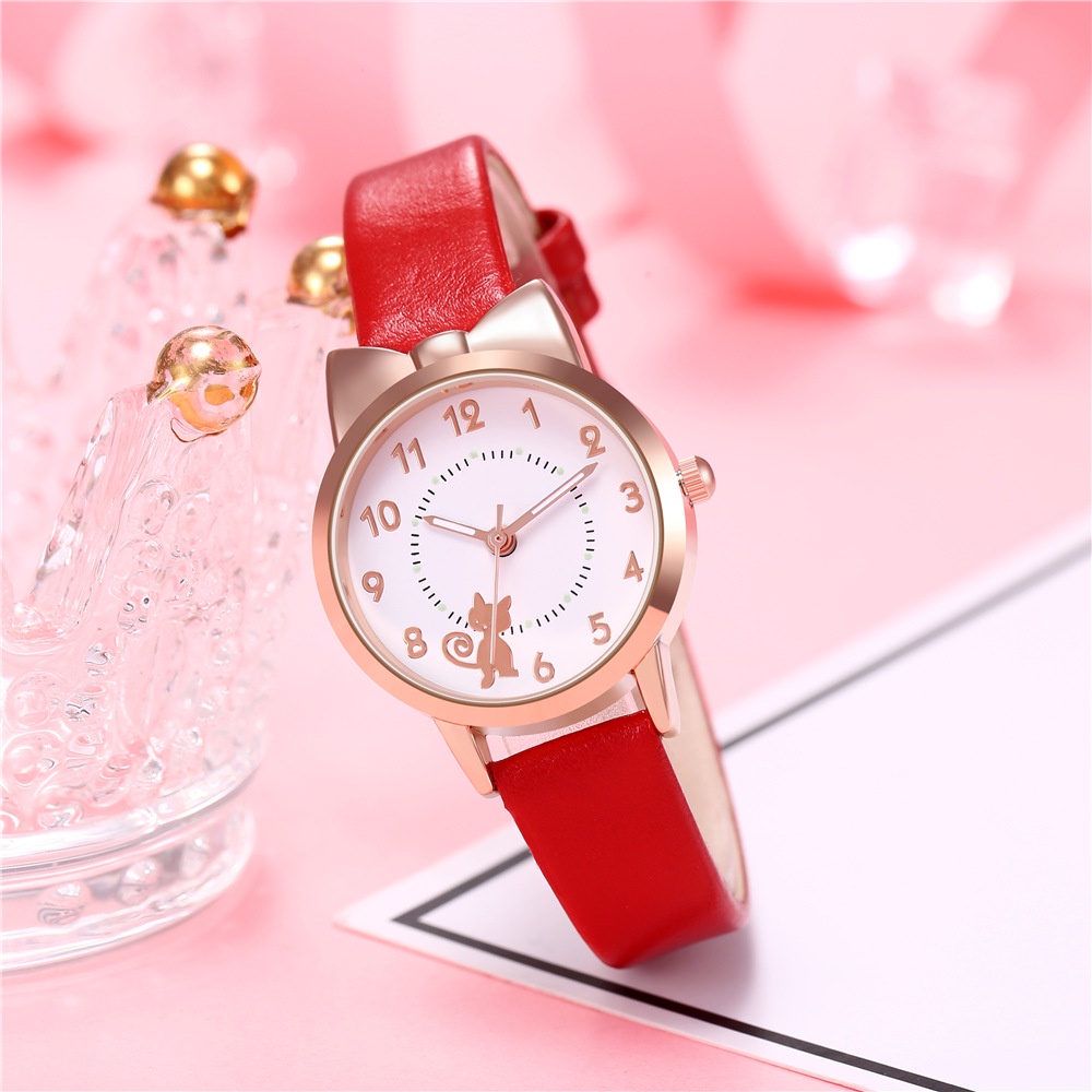 Hàng Có Sẵn Đồng Hồ Thạch Anh Phát Quang Hình Mèo Hoạt Hình Dễ Thương Phong Cách Mới Dành Cho Nữ Sinh