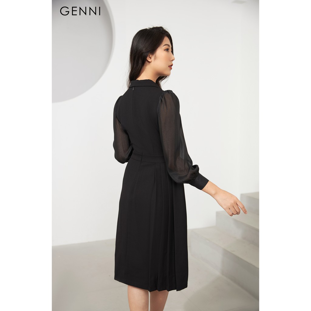 [Mã FAMALLT5 giảm 15% đơn 150k] Đầm phối tơ cổ vest GV013 - Genni | BigBuy360 - bigbuy360.vn