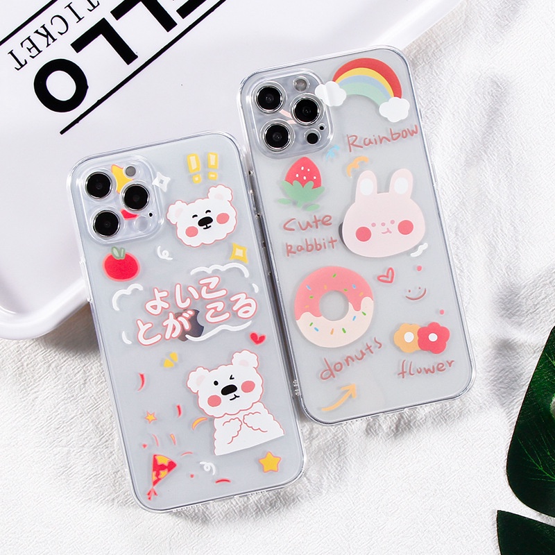 Ốp lưng iphone trong suốt hình gấu thỏ 6/6plus/6s/6splus/7/7plus/8/8plus/x/xr/xs/11/12/13/pro/max/plus/promax HF148