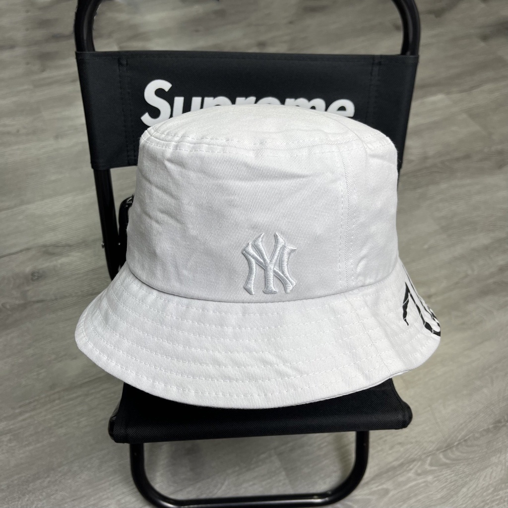 [ Ảnh thật ] Mũ MLB NY Yankeses Bucket Hat - Trắng - Cam kết xuất xịn 100%