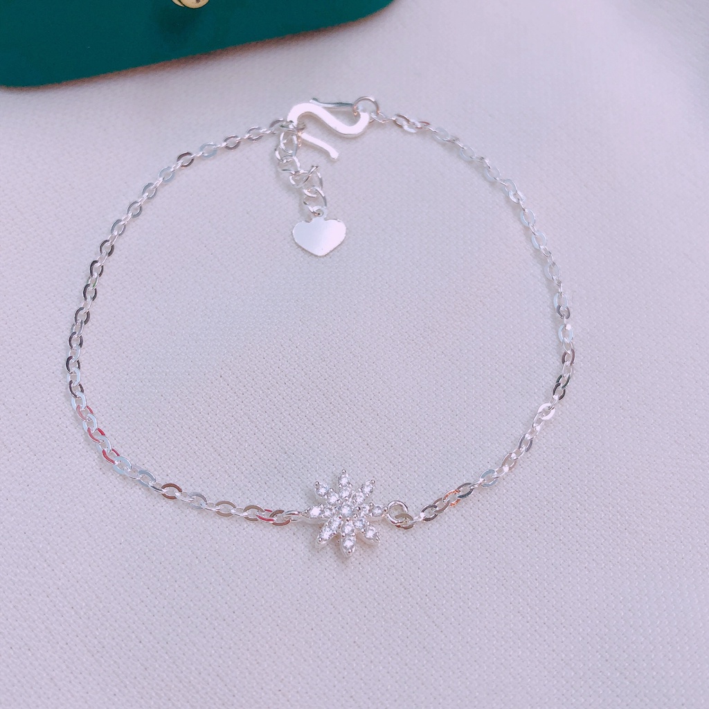 Lắc tay nữ bạc ta Bibi silver, lắc tay hoa tuyết gắn đá nhỏ xinh xắn nhẹ nhàng