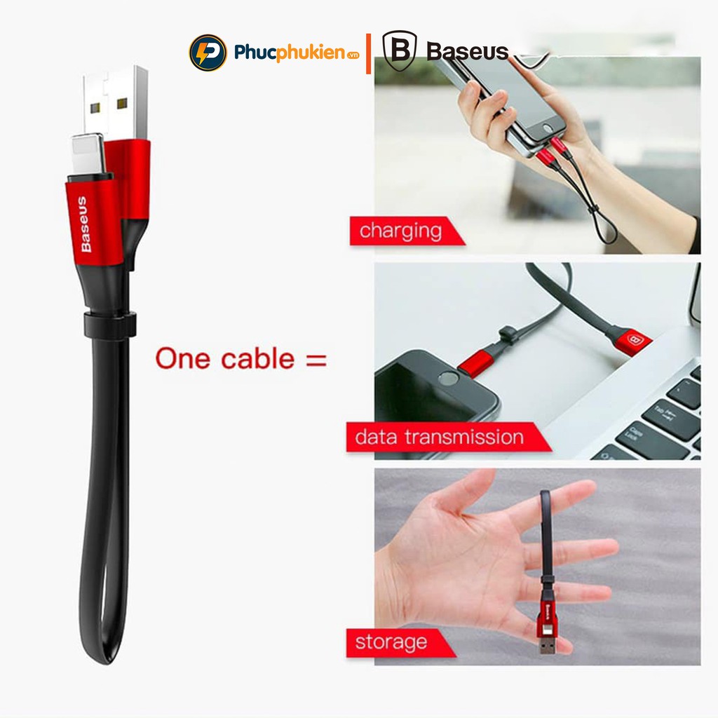 Dây sạc dự phòng ngắn 23cm chính hãng Baseus dành cho iPh 5 đến 13 pro max - Phúc Phụ Kiện Bảo hành 12 tháng 1 đổi 1