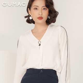 Áo sơ mi nữ cổ V tay loe mí AA9110 GUMAC
