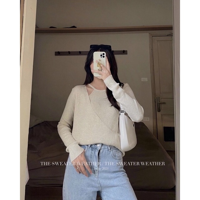 (T.U Bigsize 50-75kg) Áo Len Dài Tay, 2 Mảnh Phù Hợp Các Nàng Chubby