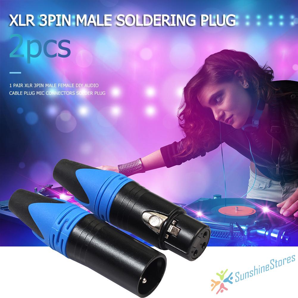 1 Pair XLR 3Pin Male Female DIY Audio Cable Plug Mic Connectors Solder Plug
