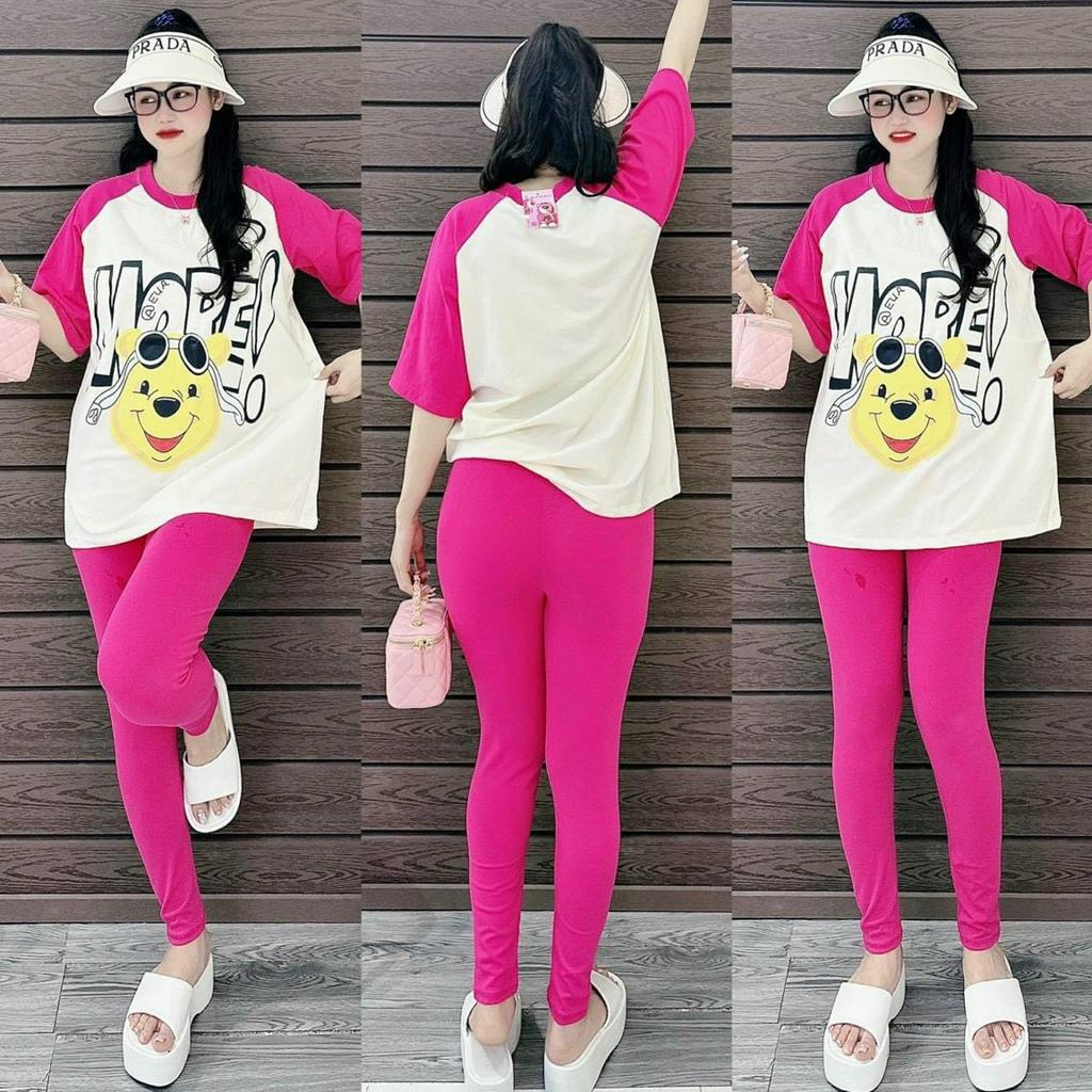 Set bộ đồ nữ thun họa tiết siêu cute với 4 tone màu tôn da, tôn dáng dành cho các nàng diện ở nhà, đi chơi siêu xinh