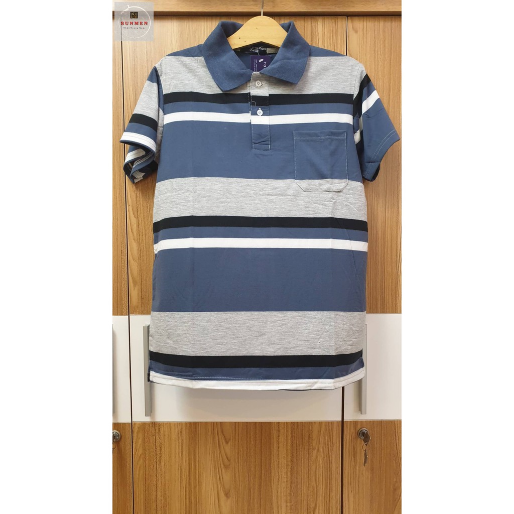 [HCM] Áo Thun Cổ Trụ Trung Niên From Rộng Tay Lỡ Sọc Ngang Thanh Lịch SUNMEN Size Từ 50 - 85kg | BigBuy360 - bigbuy360.vn