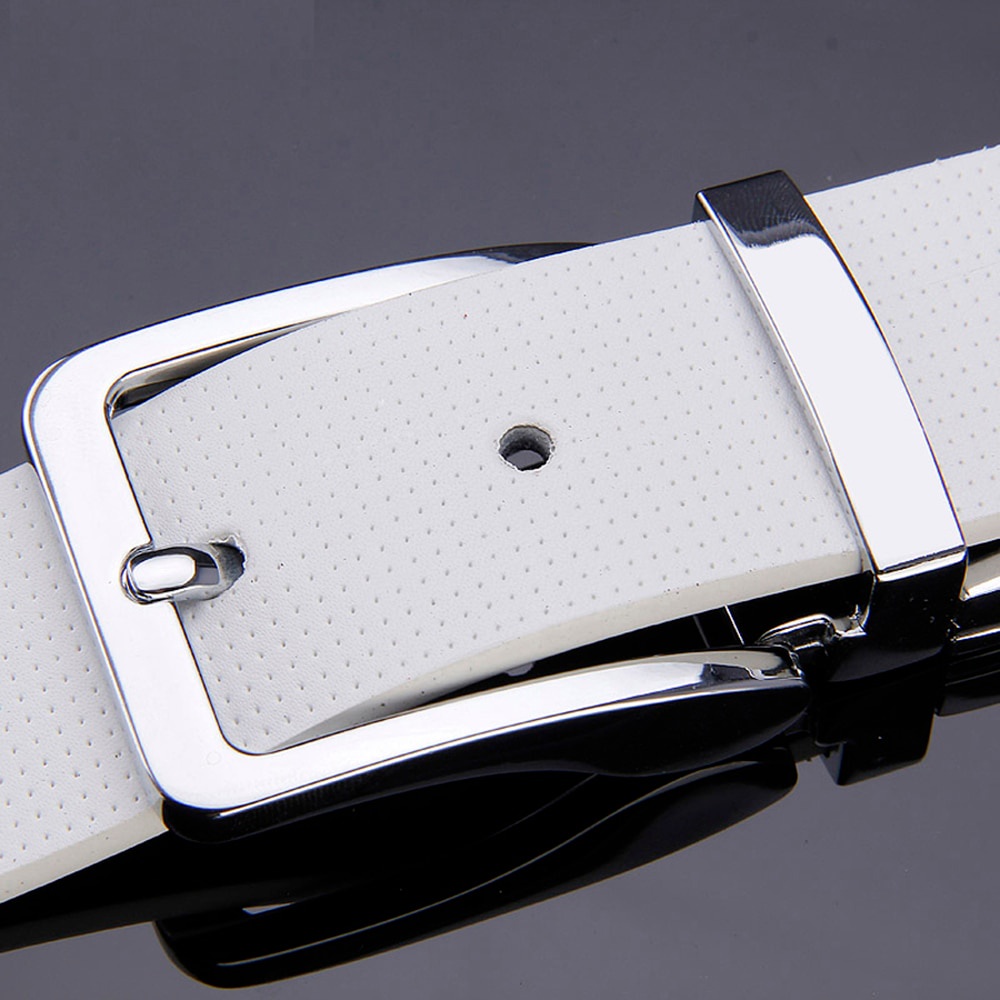 Thắt Lưng Da Bò Phối Khóa Gài Màu Trắng Thời Trang Sang Trọng Cho Nam