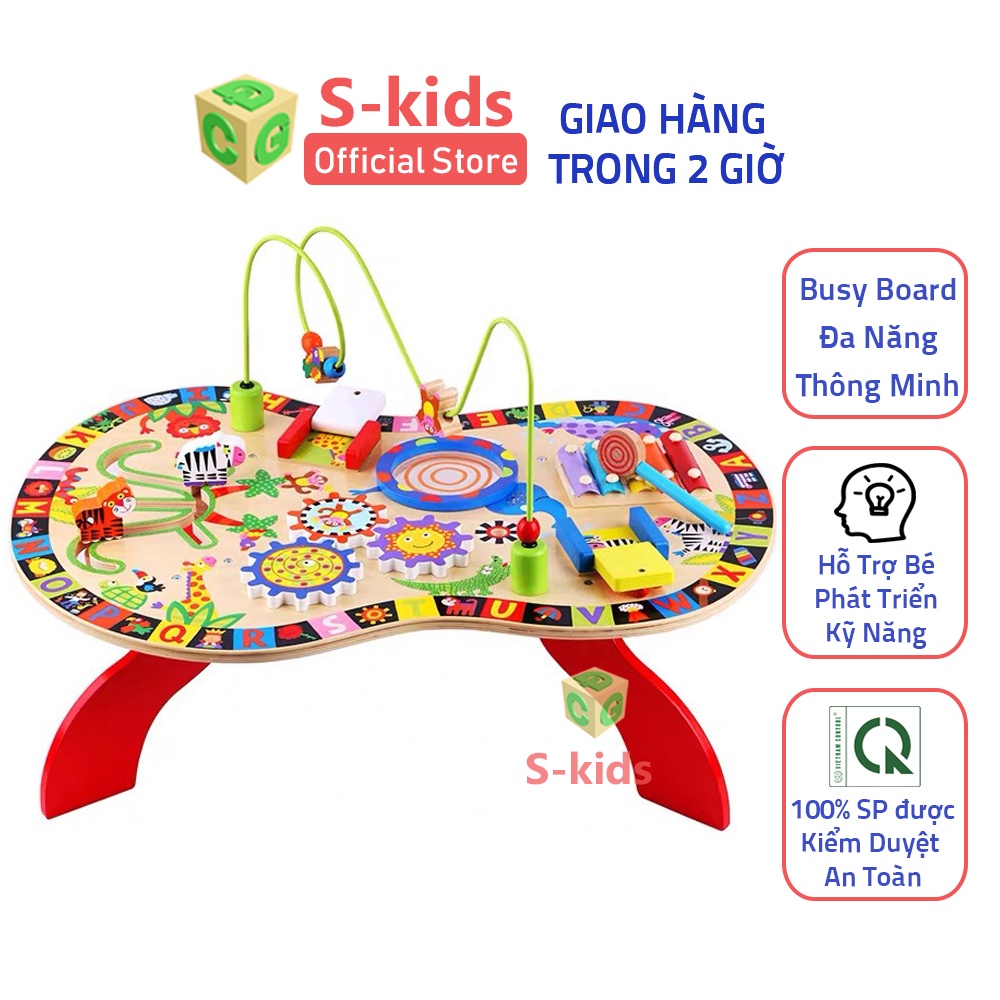 Busy Board Bảng Bận Rộn bằng gỗ, Đồ Chơi Cho Bé 1 Tuổi phát triển kỹ năng S-Kids