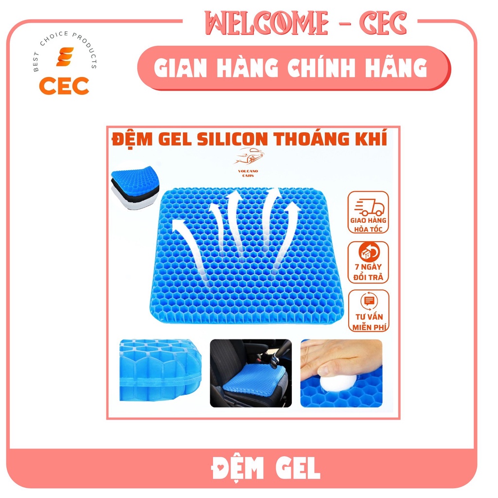 Đệm ngồi Gel 3d tổ ong cỡ lớn 47x42cm tặng túi bọc - Nệm silicon thông minh Đàn hồi thoáng khí thư giãn G347 [CEC Store]