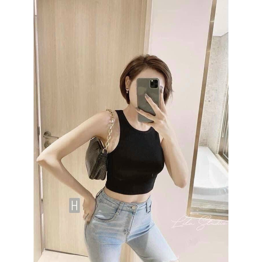 Áo 3 lỗ croptop trơn bozip đủ màu freesize dưới 52kg