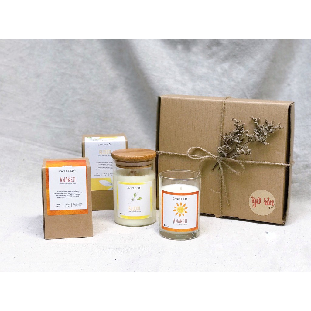 (Dịch Vụ) Gói quà bằng hộp gài kèm giấy vụn, hoa lá khô vintage - Khuyến khích ship qua Now/Grab